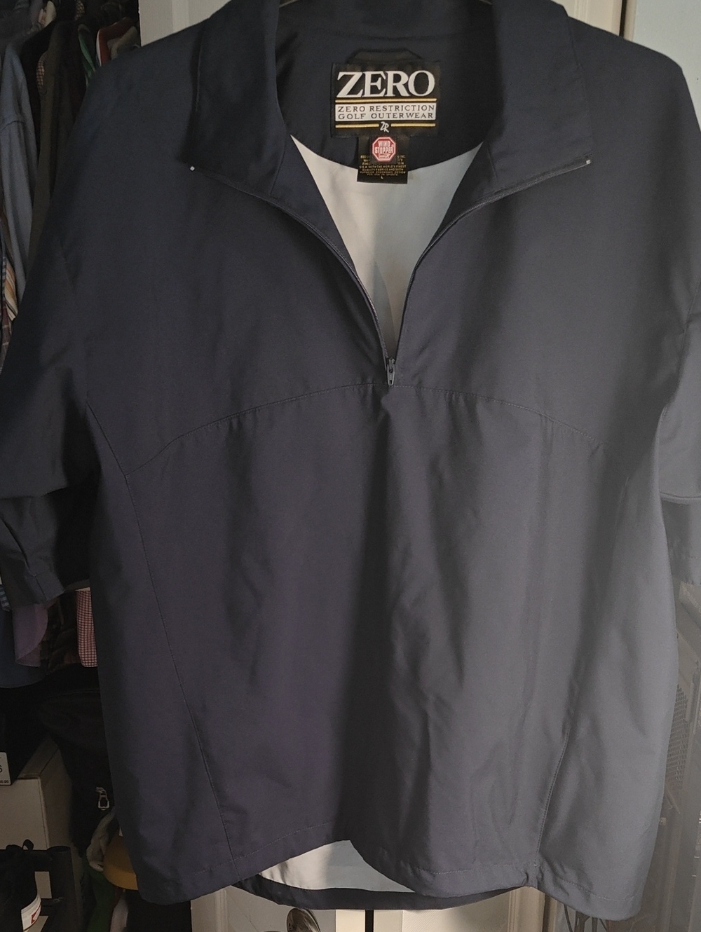Zero Restriction Men's Navy Half-Zip Short Sleeve Windbreaker